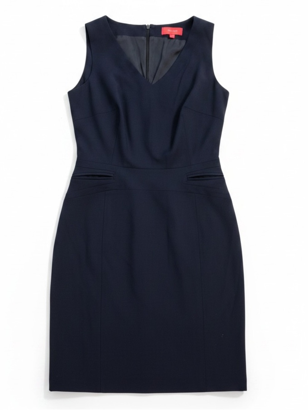 Lavia Virgin Wool Sleeveless Classic Navy Blue Sheath Dress Size Small